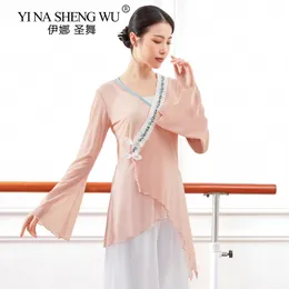 Classical Dance Practice Clothes Tops Women's Stage Costumes Tops Ethnic Style Stage Performance Costumes Dance T-shirts Nuovi