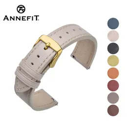 Annefit Oil Wax Leather Watch Strap 17mm 18mm 19mm 20mm 21mm 22mmクイックリリースウォッチバンドゴールデンバックル女性女性のためのゴールデンバックル