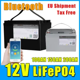 12 В 100AH 200AH BUREPO4 Батарея с Bluetooth BMS водонепроницаемым ЖК -дисплеем Case Case