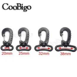 5pcs giratório plástico Snap 20mm 25mm 32mm 38mm gancho preto para esportes ao ar livre Backpack Strap Kichain Buckle Bag Acessórios