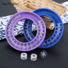 Gummi Bobbin förvaringsring + 20st plast Bobbins Sy Spools Purple/Blue Sewing Machine Spools Gel Case Storage Box Hicello