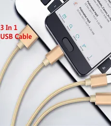 12M Нейлоновое плетеные 3 в 1 USB -кабель Multi 24A быстро зарядка типа C Typec Micro USB -кабелей для Android Smart Mobile Phone7173442