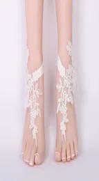 Moda Kadın Dantel Ayak Halen Çıplak Ayak Sandal Plajı Düğün Çiçek Aksesuarları BRIDE5230493