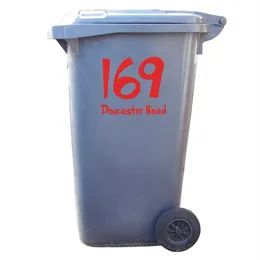 3Pcs Wheelie Bin Numbers Custom House number and street name Sticker Decal Trash Can Rubbish Bin Garbage wheelie bin Sticker