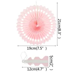 5PCS 20cm 25cm 30cmカラフルなティッシュペーパーファン結婚式の吊り下げ装飾装飾カットアウト紙ホイール新年のパーティー用品