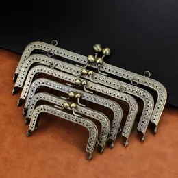 5Pcs 8.5/10.5/12.5/15/18/20.5CM Rectangle Embossing Alloy Metal Kiss Purse Frame Durable Bronze Sewing Clasp For Bag Purse 240401