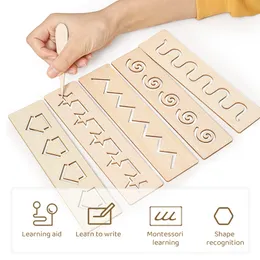 Giocattolo educativo in legno per bambini Montessori Early Learning Word Ortelling Letter Number Groove Practice Board Pen Control Traini