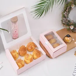 20pcs/lot White Cardboard Boxes with Window Christmas Gift Box Pastry Packaging Brownies Packaging Cookie Chocolate Sweets Box
