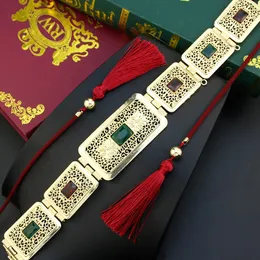 Sunspicems عرضة رقيقة مربعة الحبل الكريستال حزام المغرب مجوهرات الذهب العرب Abaya Kaftan الخصر سلسلة شرابة الحزام 240326