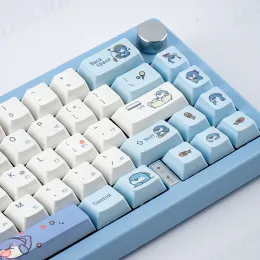 الملحقات 131KEYS 5 الجوانب صبغة Subbed PBT Keycap Set بدلة 61/64/68/78/84/87/96/98/104/108 PBT Cute Shark for MX Switch لوحة المفاتيح الميكانيكية