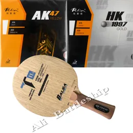 Tennis de mesa Pro Racket Yinhe T11s Blade com Palio Ak47 Amarelo e HK1997 Gold Matt borbitros Shakehand Long Handle FL