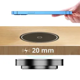 Ładowarki niewidoczne bezprzewodowe podkładka ładowania wbudowana w biurko meble bezprzewodowa ładowarka bezprzewodowa na duże odległości 20 mm dla iPhone'a Samsung Table Qi ładowarka