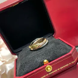 Trinity Ring Charms for Woman Designer Paar Größe 678 Trizyklische Crossover T0p Qualität Gold plattiert 18k offizielle Reproduktionen Jubiläumsgeschenkauto mit Box