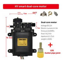 DC 12V 130PSI 6L/MIN معدل تدفق كبير معدل الزراعة مضخة المياه الكهربائية عالية الضغط الحجابية