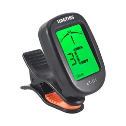 Lingting LT-01 Mini clip-on Digital Electronic Tuner 360 ° RATALLE CON SCHERMO LCD a 2 retroilluminazione per bassi di chitarra violino ukulele