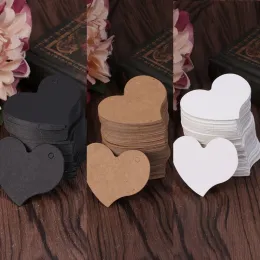 100 st Heart Shape Blank Kraft Paper Card Present Tag etikett DIY Party Wedding Craft Post Card Greating Vykort Meddelande Anmärkning