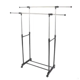 Simple Stretching Clothes Hanger Movable Assembled Coat Rack Stand With Shoe Shelf Adjustable Clothing Closet Bedroom Furniture 20272H