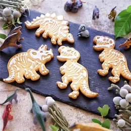 3pcs 3d dinosaur cookie قواطع العفن ديناصور حفرية بسكويت بسكويت نقش للأطفال