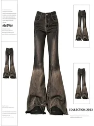 Damen schwarze Flare Jeans Vintage Y2K 90er ästhetische Baggy Jeanshose Emo 2000er Harajuku Wide Cowboy Panty Tendy Kleider 240403