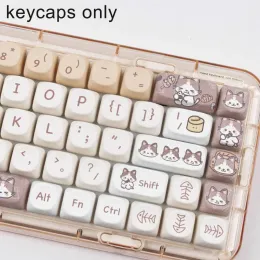 Accessories 142keys MOA PBT Keycaps Cute Cats Theme Keycap For Gaming Mechanical Keyboard 61/64/68/78/84/87/96/104 Kawaii Keycaps W9O1