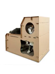 ألعاب Pet Toys Cat Scratch Board مموجة DIY Cat Room Double Step Cat House