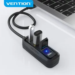 HUBS VINENT USB HUB USB 2.0 4 المنافذ المحمولة OTG HUB 480MBPS USB Splitter مع MICRO USB Power لـ Apple MacBook Laptop USB 2.0 HUB