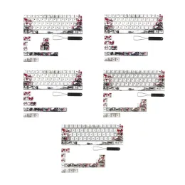 Tillbehör tyska franska Spanien ANSI DYESUB KEYCAPS PLUM Blossom 80Keys CherryProfile KeyCap för Qwertz Azerty 61 64 67 68 Tangentbord