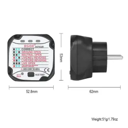 BSIDE AST01ER SOCKKET TESTER Outlet Tester EU -Stecker Automatische Elektroschaltung Polaritätsspannungsdetektor Wandstecker Breaker Finder