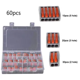 60PCS Terminal Block Spring Lever Nut Terminal Connector Blocks Reusable Electric Cable Wire Home Tools of Insulating Solder