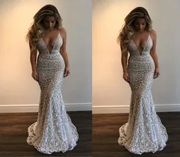 Fashion Gray Mermaid Long Evening Dresses 2022 Vneck bling recireded prom party gown slim fit fit build women8496782
