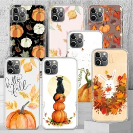 Pumpkin Happy Herbst Herbst -Telefonhülle Cover für iPhone 14 13 Pro 11 15 Art 12 XR X XS Max 7 8 6s plus SE Soft Muster Coque Spaß