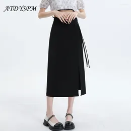 Signe Fashion Vintage Vintage Hanfu in stile Hanfu A-Line Midi Classic Diazione Cucciola High Waist Avvolgimento Fammi dritti Femme