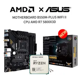 Anakartlar Yeni Asus Tuf Gaming B550MPLUS WiFi II Anakart + AMD 7 5800X3D R7 5800X3D CPU Suit Soketi AM4 Fansız