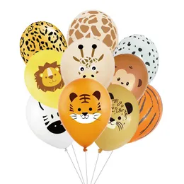10pcs 12 inç orman vahşi hayvan parti malzemeleri doğum günü dekorasyonları lateks beyaz balonlar çocuk doğum günü partisi hayvan balonları