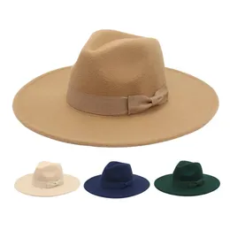 95 cm szerokości Brim Fedora Hat for Women Unisex Outdoor Ribbon Fel Fel Felt Hats Retro Winter Autumn Men Trilby Class