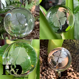 HD 6 cm a sfera 3d laser a sfere incisa a quattro foglie trifoglio in cristallo in vetro in vetro sfera decorazioni per la casa accessori Ornament stand