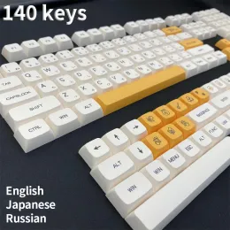 Tillbehör 125 Keys PBT KeyCap XDA -profil Engelska Japanska ryska Personliga nyckelcaps för Cherry MX Switch Gaming Mechanical Tangentboard