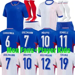 24 25 EURO CUP Francia Jersey MBAPPE 2024 2025 camisa de futebol camisa de futebol Dembele coman Saliba kante maillot de Foot Equipe Griezmann Crianças Meninas Mulheres fãs jogadores