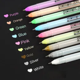Haile Kawaii White Ink Gel Pen Pen Marker Pen 0.8mm نصيحة غرامة للقرطاسية الطالب DIY الكتابة الفنية الرسم إمدادات المدرسة