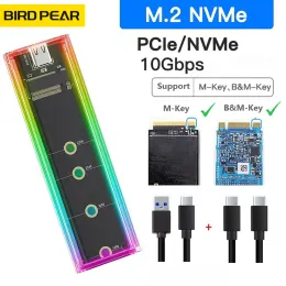 HUBS M2 SSD CASE NVME SSD العلبة M.2 إلى USB Type C RGB Light Drive Drive Transprough