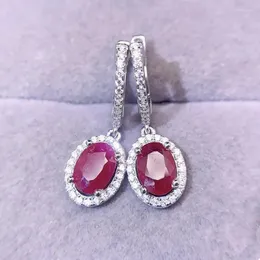 Orecchini a cerchio Naturale Red Ruby Earring Stile di lusso 5 7mm 1ct 2 pezzi gemma 925 gioielli fine in argento sterling L24375