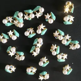 Starfish blu/Conch Rhinestones/Pearls 10pcs/Lot Mini Wilms Charms Gold Legato Wilda Art Decorations 3D Fai da te 2711