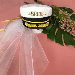 Personalize chapéus de marinheiro náuticos, casamento de praia Eu faço chapéus, chapéus de capitão de noiva com véu, Bacherette de Cruise Bachartette Birthday Caps