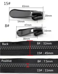 Cremalleras de Resina Grandes Para Coser ، Cremalleras de Bolsillo de Extremo Cerrado ، Cierre de Chaqueta ، Cierre Largo ، Doble O very ، 70-150cm ، 8 #15 #