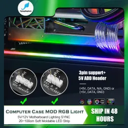 Kylning av RGB -falldekoration Flexibel 5V Argb/12V RGB Light Bar Long LED Mod Shape Megnetic Adsorb