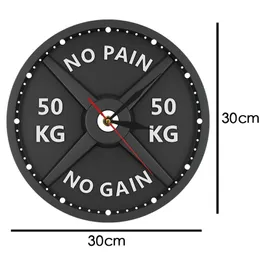 Relógio de parede de parede criativo de 50 kg de 50 kg levantamento de ginástica de academia halteres halteres de bodybuilding relógio acrílico silencioso