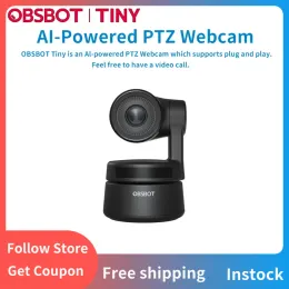 Webcams Obsbot Tiny Aopowered PTZ WebCam Full HD 1080pビデオ会議、録音、ストリーミングブラック