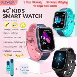 Guarda 4G Kids Smart Watch Phone Tracker GPS Bambini Guarda la videochiamata impermeabile Remote Ascolta GPS LBS WiFi con orologio ebraico CE L21