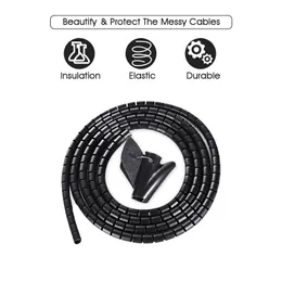 16/22/28mm Flexible Spiral Cable Wire Protector Cable Organizer Computer Cord Protective Tube Clip Organizer Management Tools