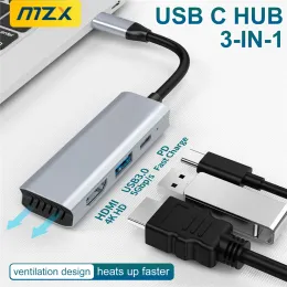 Hubs MZX 3in1 USB -Hub -Docking -Station HDMI 4K 30Hz PD100W 3.0 3 0 Typ -C -Konzentratoradapter -Splitter -Dock PD -Erweiterung für Laptop